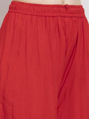 Red plain rayon palazzo-pants 5