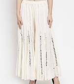 Cream plain rayon palazzo-pants