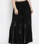 Black plain rayon palazzo-pants