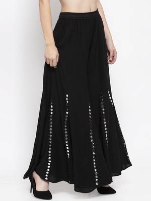 Black plain rayon palazzo-pants 3