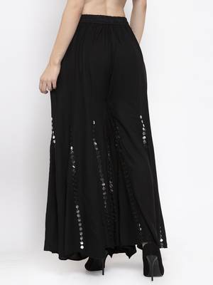 Black plain rayon palazzo-pants 4