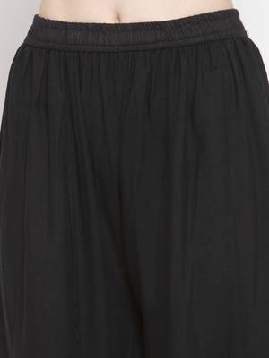 Black plain rayon palazzo-pants 5
