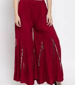 Maroon plain rayon palazzo-pants