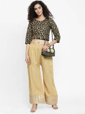 Fawn plain rayon palazzo-pants 2