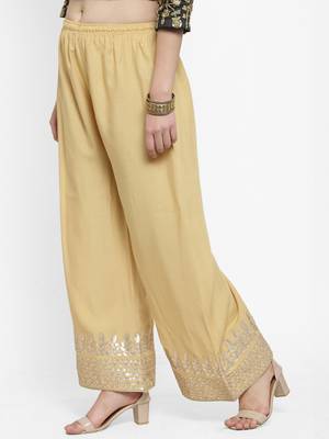 Fawn plain rayon palazzo-pants 3