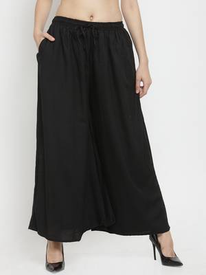 Black plain rayon palazzo-pants 1