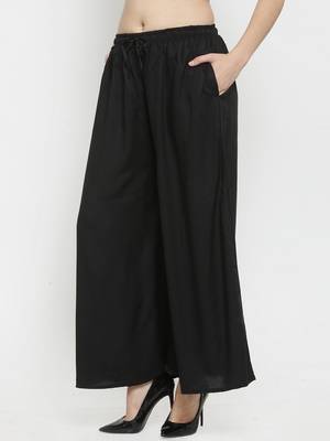 Black plain rayon palazzo-pants 3