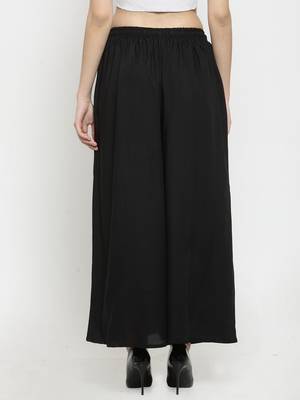 Black plain rayon palazzo-pants 4