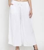 White plain rayon palazzo-pants