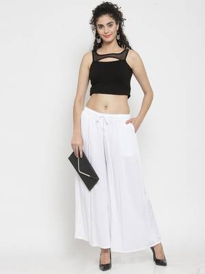 White plain rayon palazzo-pants 2