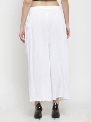 White plain rayon palazzo-pants 4