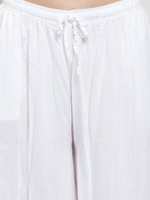 White plain rayon palazzo-pants 5