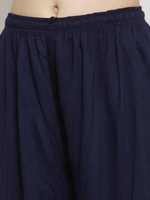 Navy-blue plain rayon palazzo-pants 5