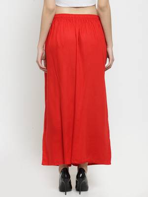 Red plain rayon palazzo-pants 4