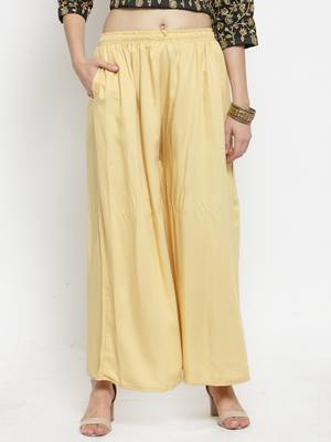 Fawn plain rayon palazzo-pants 1