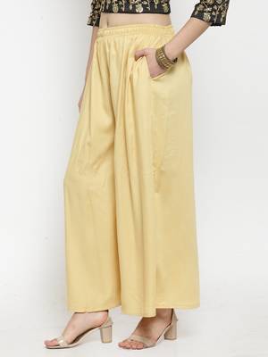 Fawn plain rayon palazzo-pants 3