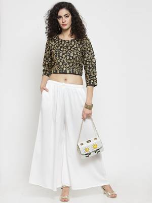 Off-white plain rayon palazzo-pants 2