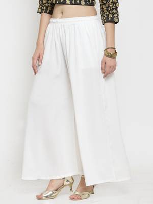 Off-white plain rayon palazzo-pants 3