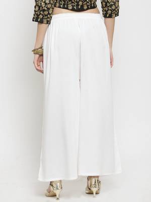 Off-white plain rayon palazzo-pants 4