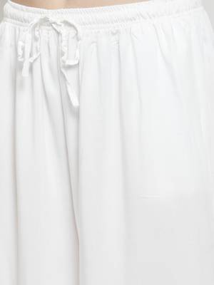 Off-white plain rayon palazzo-pants 5