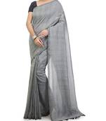 Silver Weaving Work Cotton Handloom Saree With blouse peice