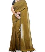 Yellow Weaving Work Cotton Handloom Saree With blouse peice