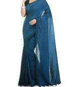 Blue Weaving Work Cotton Handloom Saree With blouse peice