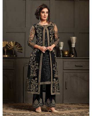 Black embroidered net salwar 1