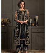 Black embroidered net salwar