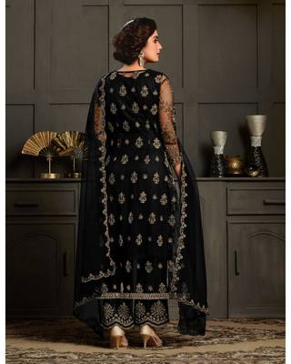 Black embroidered net salwar 2