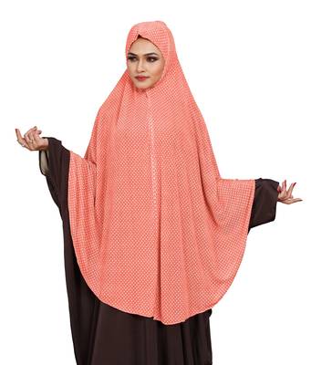 JSDC Women Polka Dot Printed Organic Jersey Abaya Hijab 1