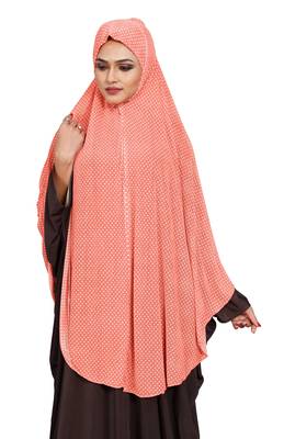 JSDC Women Polka Dot Printed Organic Jersey Abaya Hijab 2
