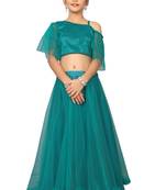 Kids Blue Silk With Net Lehenga Choli For Girls 