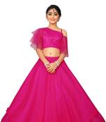 Kids Rani Pink Net With Silk Lehenga Choli