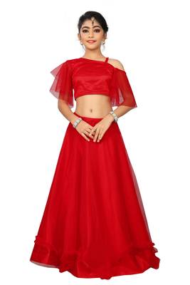 Kids Red Wedding Wear Lehenga Choli For Girls  1