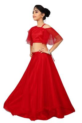 Kids Red Wedding Wear Lehenga Choli For Girls  2