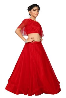 Kids Red Wedding Wear Lehenga Choli For Girls  3