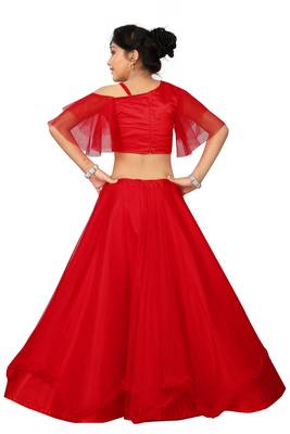 Kids Red Wedding Wear Lehenga Choli For Girls  4