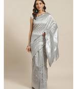 Grey Silk Blend Woven Zari Saree