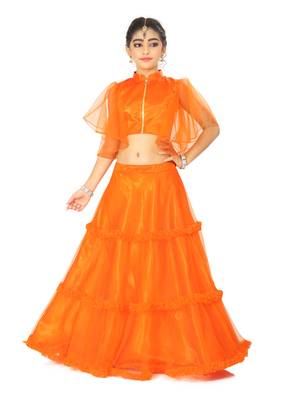 Kids Orange Lehenga Choli For Girls  1