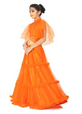 Kids Orange Lehenga Choli For Girls  2