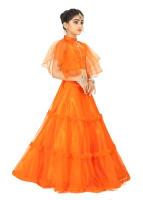 Kids Orange Lehenga Choli For Girls  3