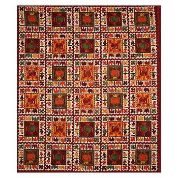 Maroon Border Elephant Pattern Screen Print Double Bed Sheet 2