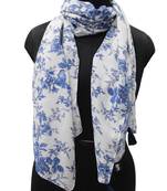 DesiButik Trends Beautiful Muslin Fabric White  Printed women scarf/Stoles With Tassels