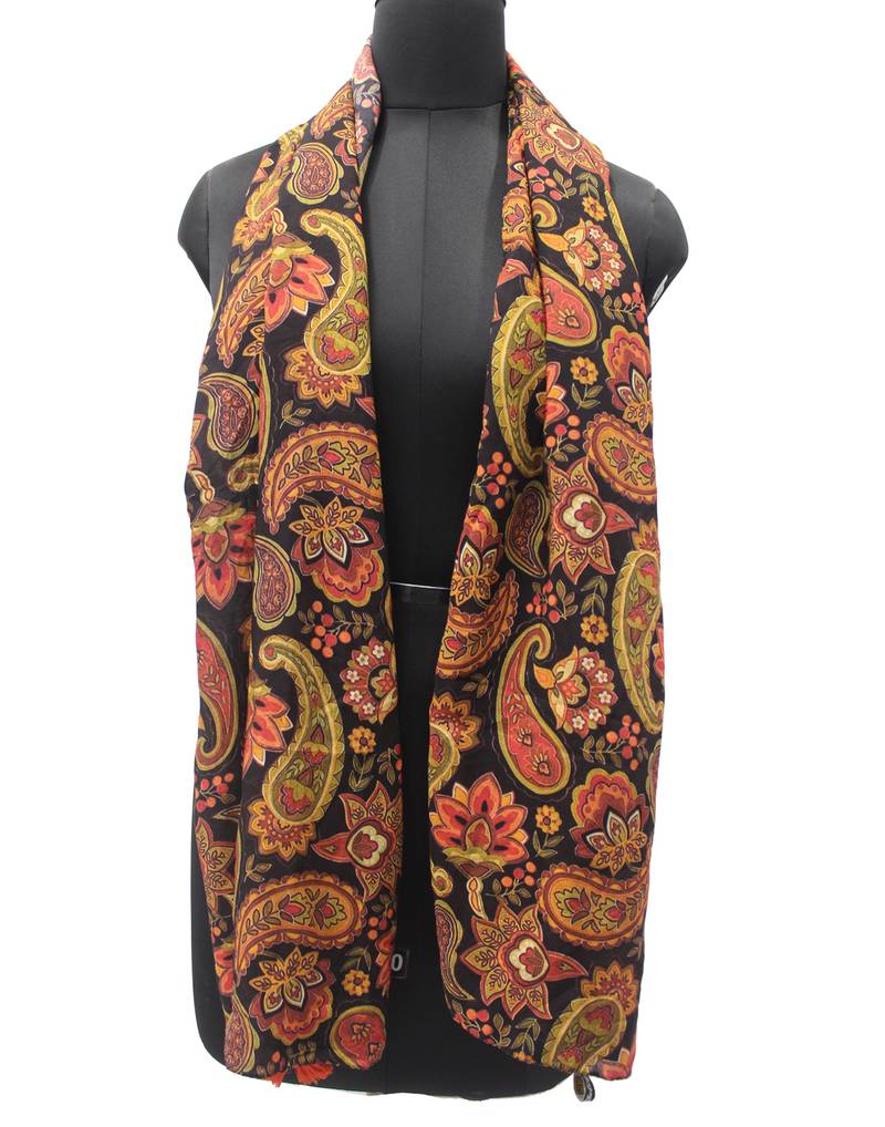 DesiButik Trends Appealing Muslin Fabric Black Printed women scarf/Stoles With Tassels
