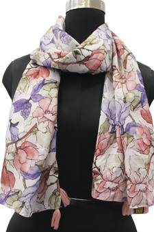 DesiButik Trends Gorgeous Muslin Fabric Multicolor Printed women scarf/Stoles With Tassels