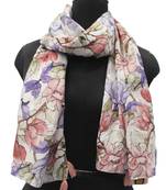 DesiButik Trends Gorgeous Muslin Fabric Multicolor Printed women scarf/Stoles With Tassels