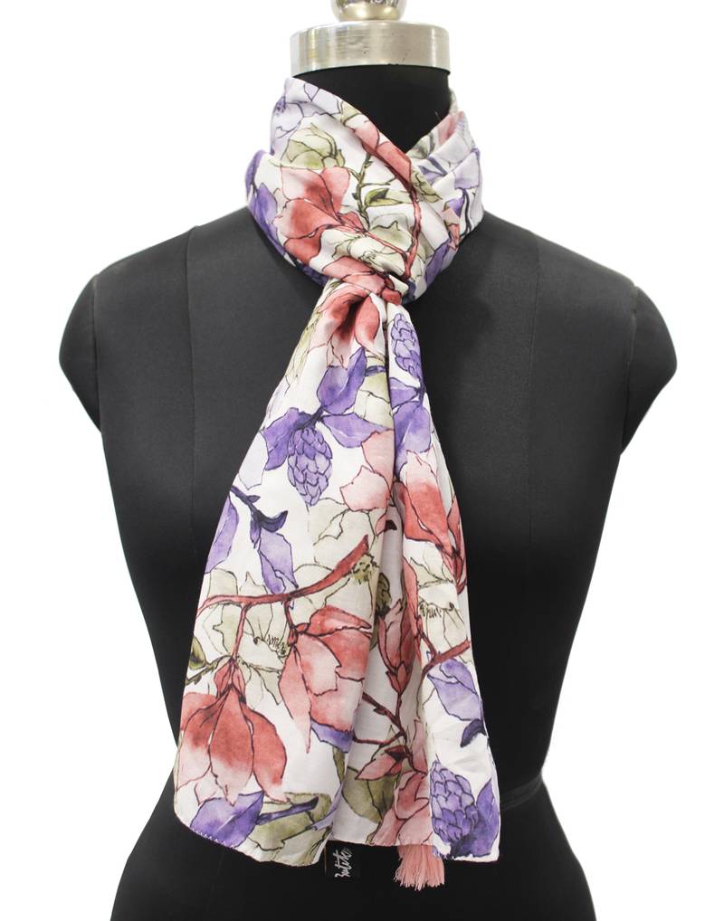 DesiButik Trends Gorgeous Muslin Fabric Multicolor Printed women scarf/Stoles With Tassels