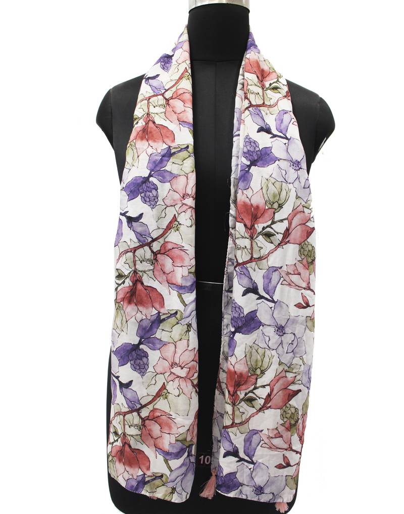DesiButik Trends Gorgeous Muslin Fabric Multicolor Printed women scarf/Stoles With Tassels
