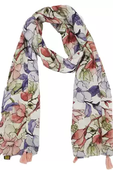 DesiButik Trends Gorgeous Muslin Fabric Multicolor Printed women scarf/Stoles With Tassels